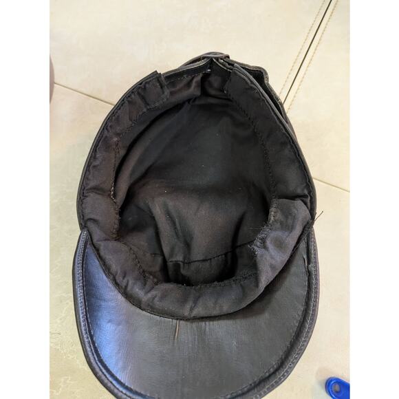 VTG Muir Easyriders Leather Chain Hat Cap Biker Captain Newsboy Hat Made In USA - Picture 5 of 9